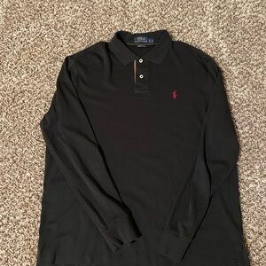 Polo by Ralph Lauren Black Long Sleeve Polo with Red Logo
